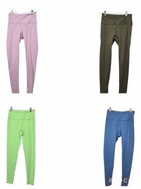 SASKI Set Of 4 High Rise Leggings Women’s Small Green Blue Pink Olive 9006